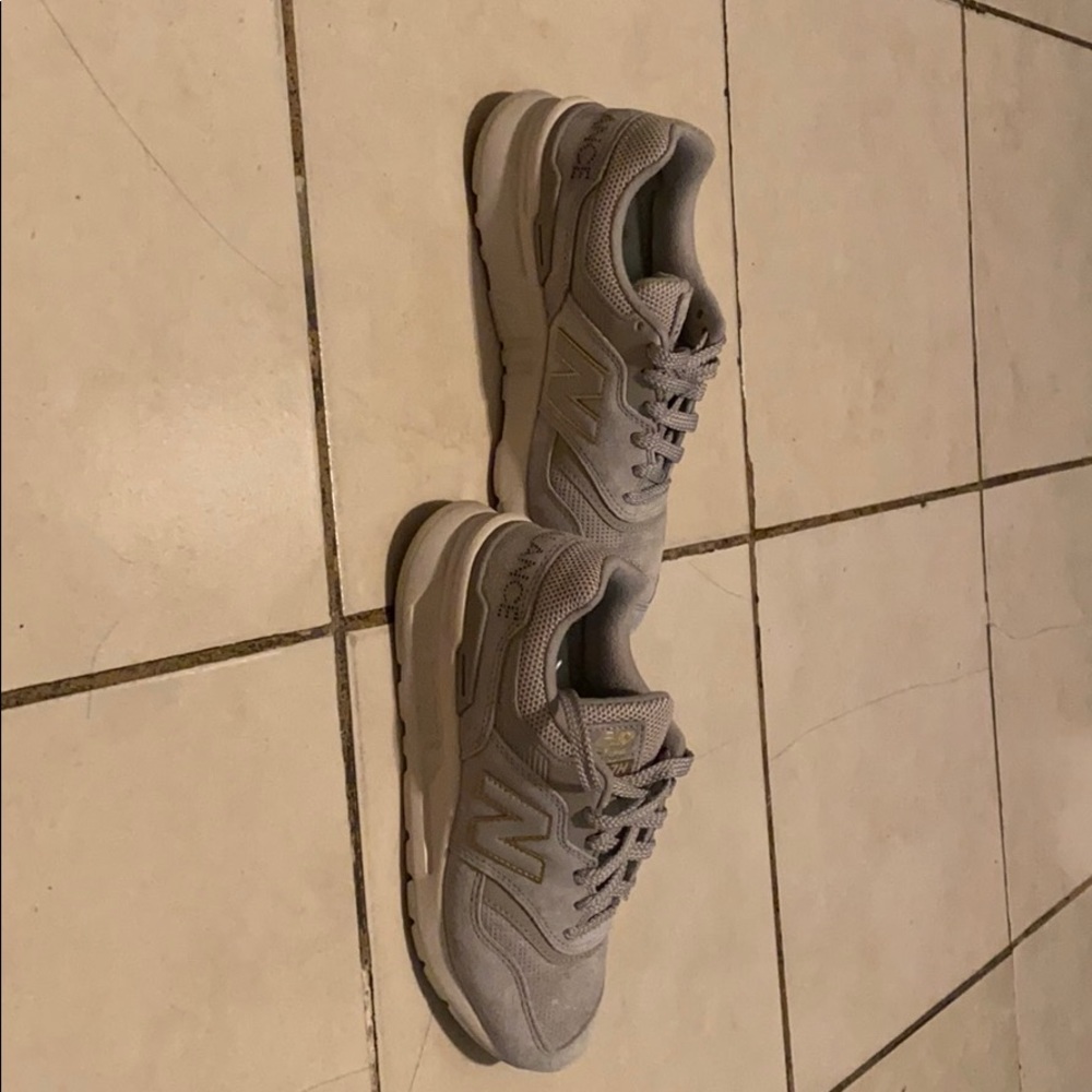 Suede new balance sneakers.